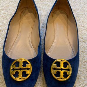 Tory Burch Blue Suede Ballet Flats